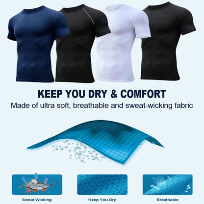Spider Print Compression Shirts for Men Summer Short Sleeve Rash Guard Gym Workout Tshirt Athletic Quick Dry Undershirts Tops