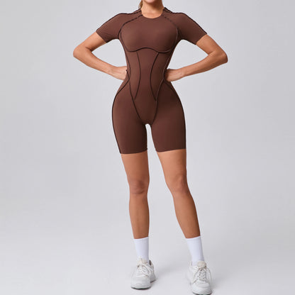 Short Jumpsuit Gym Clothes for Women Sportswear Fitness Overalls Backless Scrunch Booty Yoga Suit Sports Set Outfit