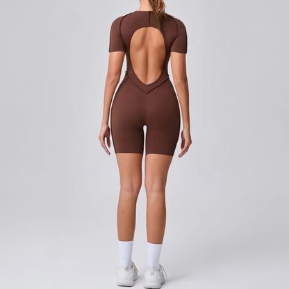 Short Jumpsuit Gym Clothes for Women Sportswear Fitness Overalls Backless Scrunch Booty Yoga Suit Sports Set Outfit